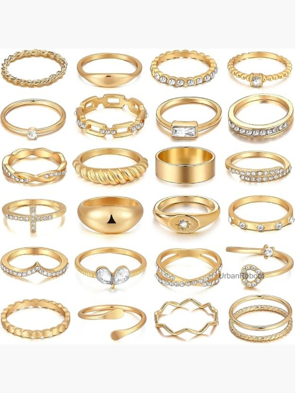 25 Pcs Gold Stackable Rings Set for Women, Dainty Knuckle Rings, Stacking